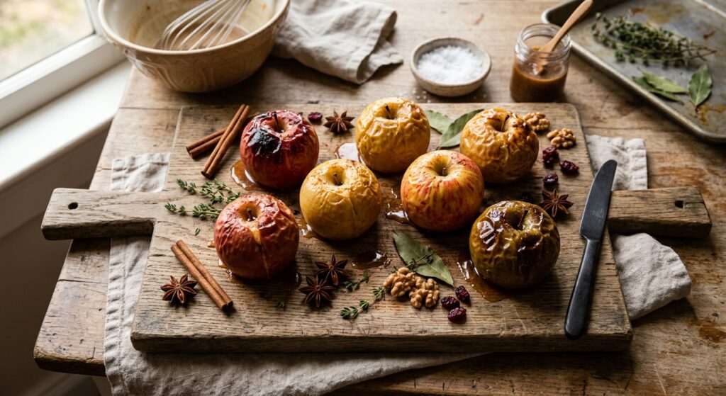 Porównanie smaków pieczonych jabłek z różnymi odmianami owoców