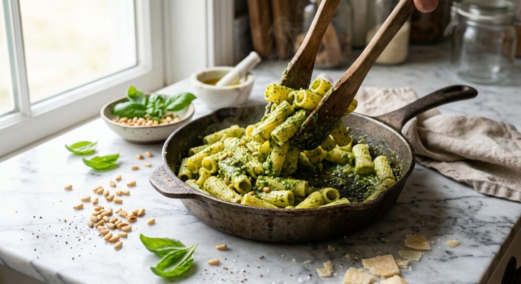 Zasady ekspresowego gotowania makaronu z domowymi pesto
